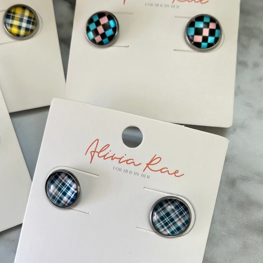 Alivia Rae Checkered Earrings Set - Multicolor - Picture 3 of 4